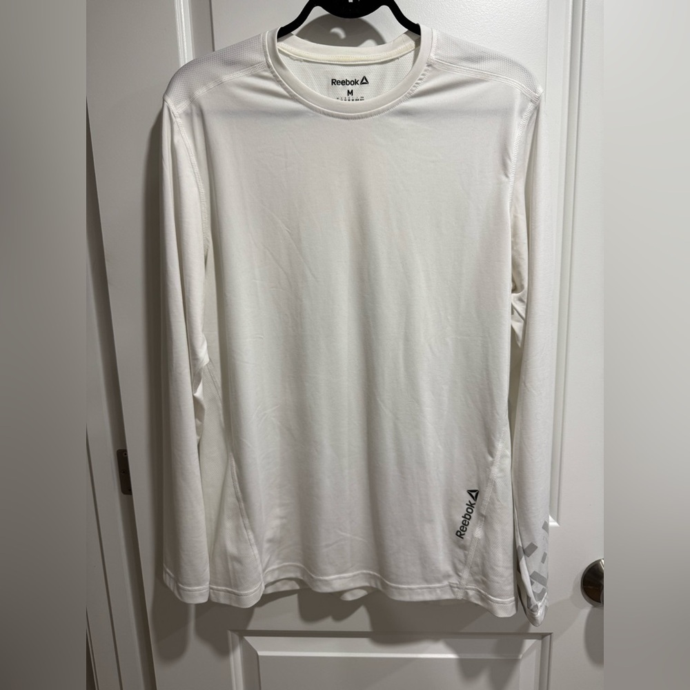 Reebok Men's White Long Sleeve Workout Shirt